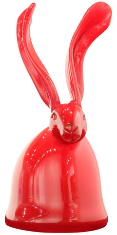 One-of-a-kind "Carmine Red Bunny" blown glass bunny by artist Hunt Slonem
