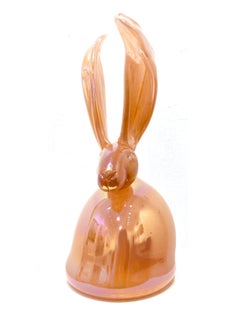 "Phillip" Unique Glass Blown Sculpture in an Iridescent Orange Peach Color