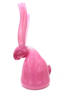 "Quinn" Unique Glass Blown Sculpture in an Iridescent Light Pink Color