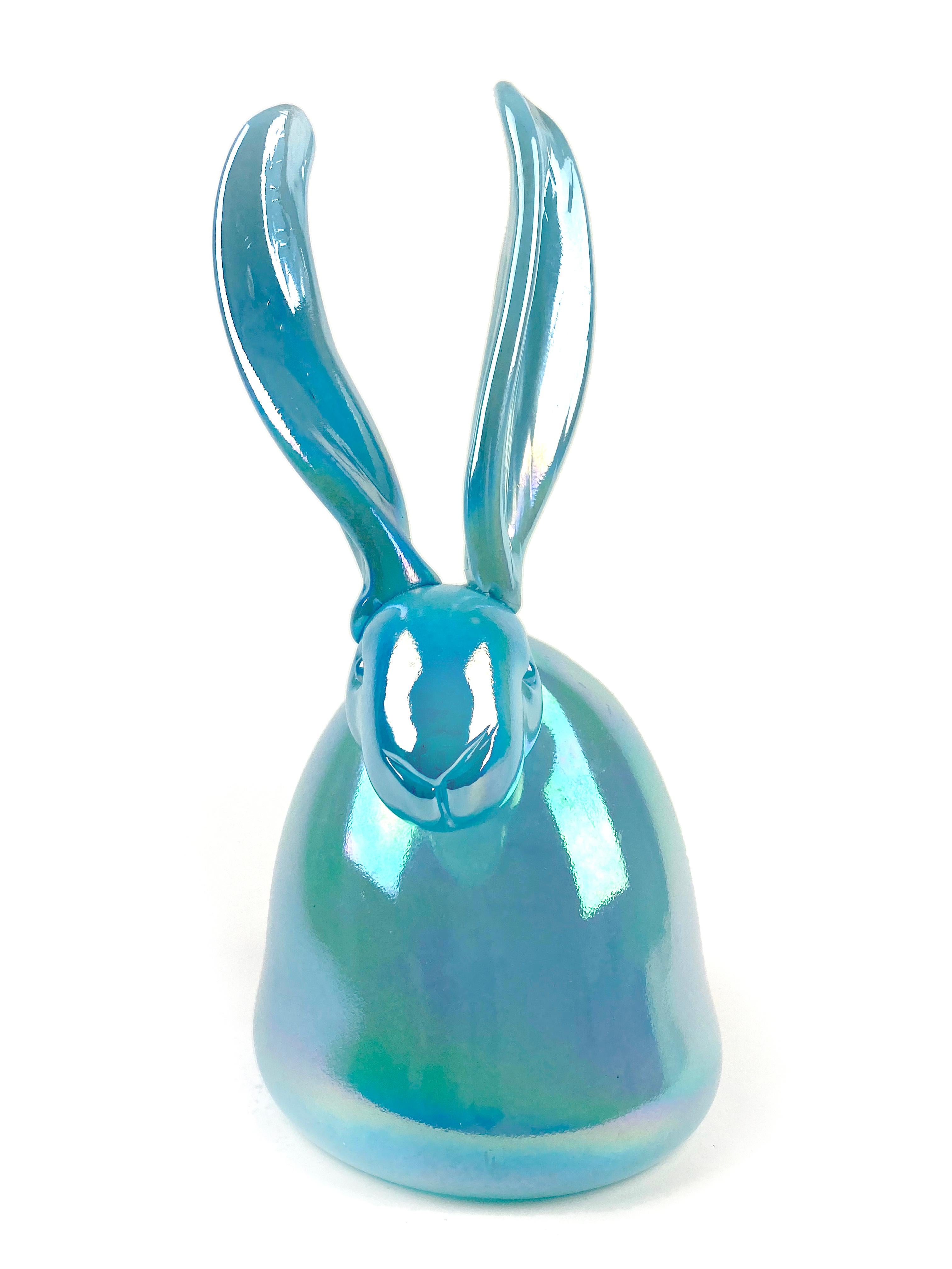 Turquoise Bunny "Bunny Sculpture" Unique Blown Glass Sculpture