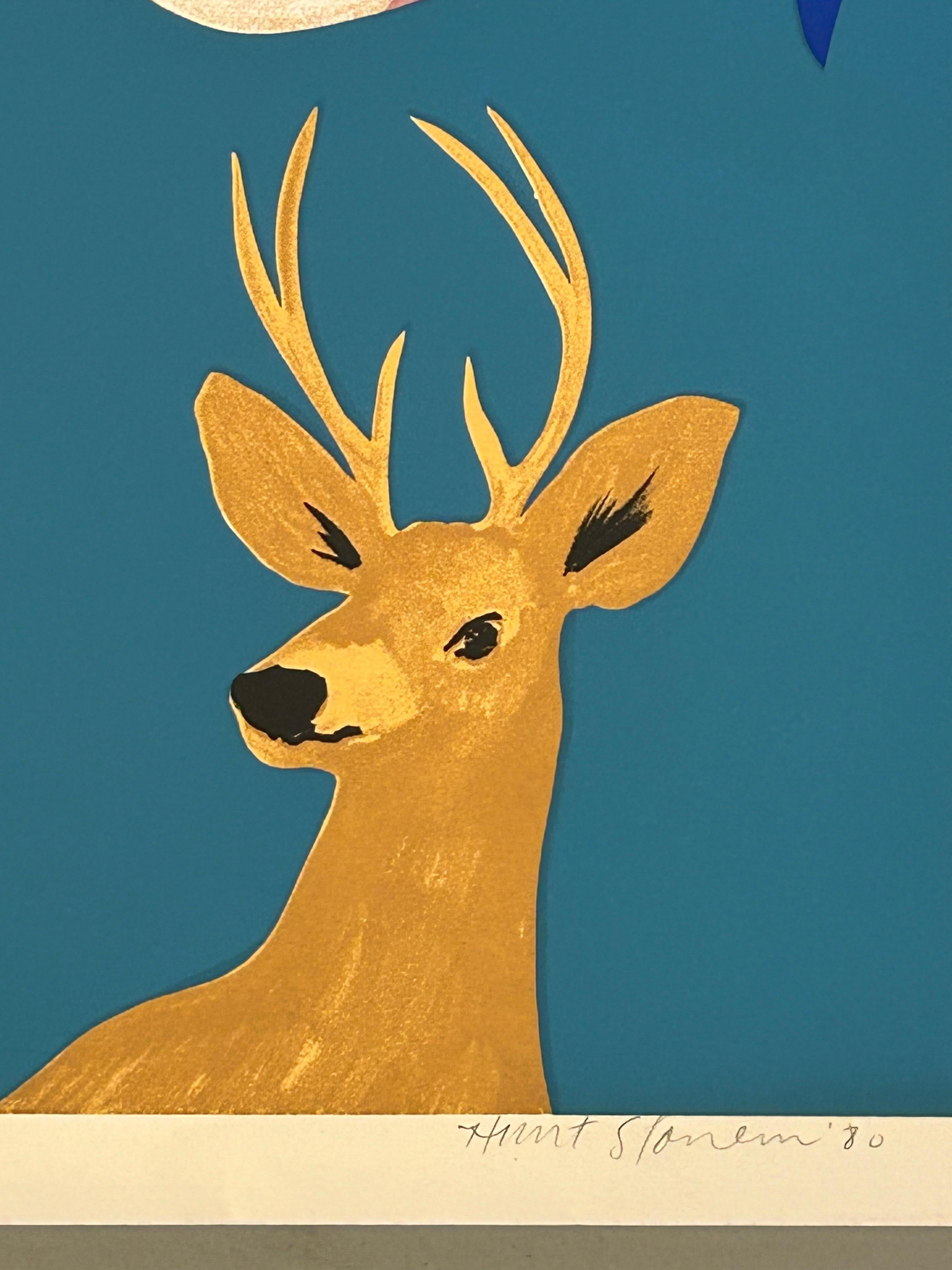 Mid-Century Modern Hunt Slonem “Three Deer” Pop Art Screenprint For Sale