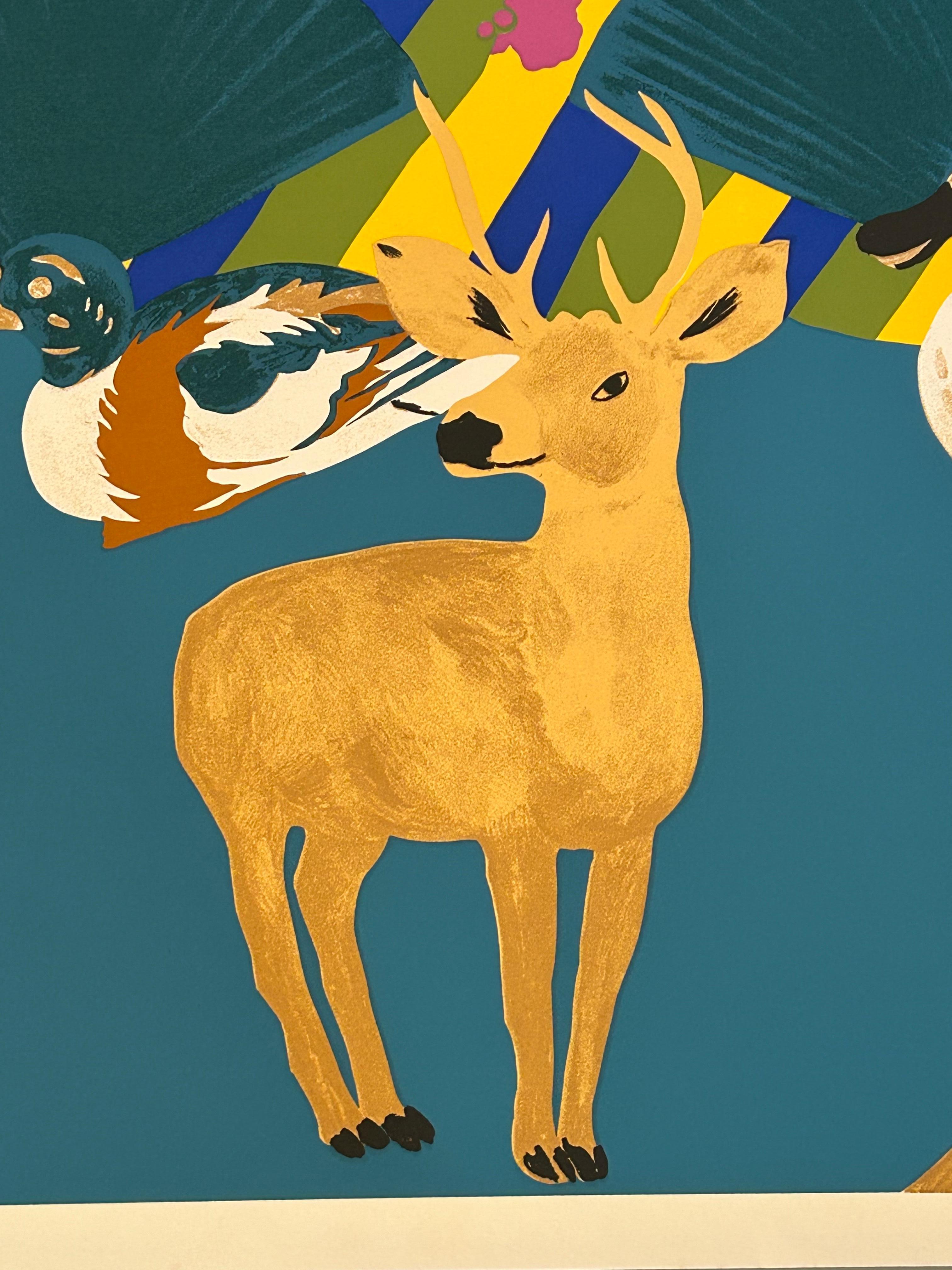 Other Hunt Slonem “Three Deer” Pop Art Screenprint For Sale