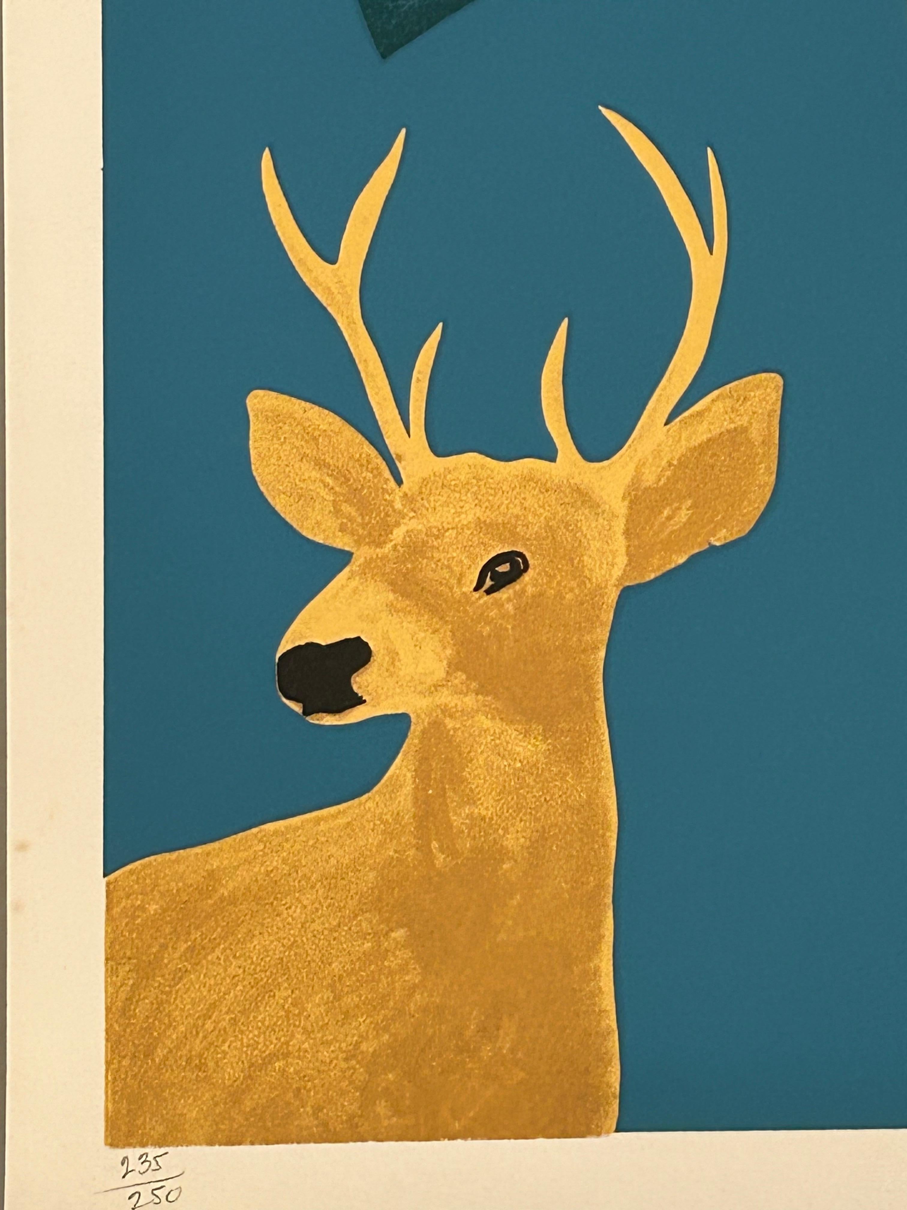 Late 20th Century Hunt Slonem “Three Deer” Pop Art Screenprint For Sale