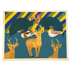 Hunt Slonem “Three Deer” Pop Art Screenprint