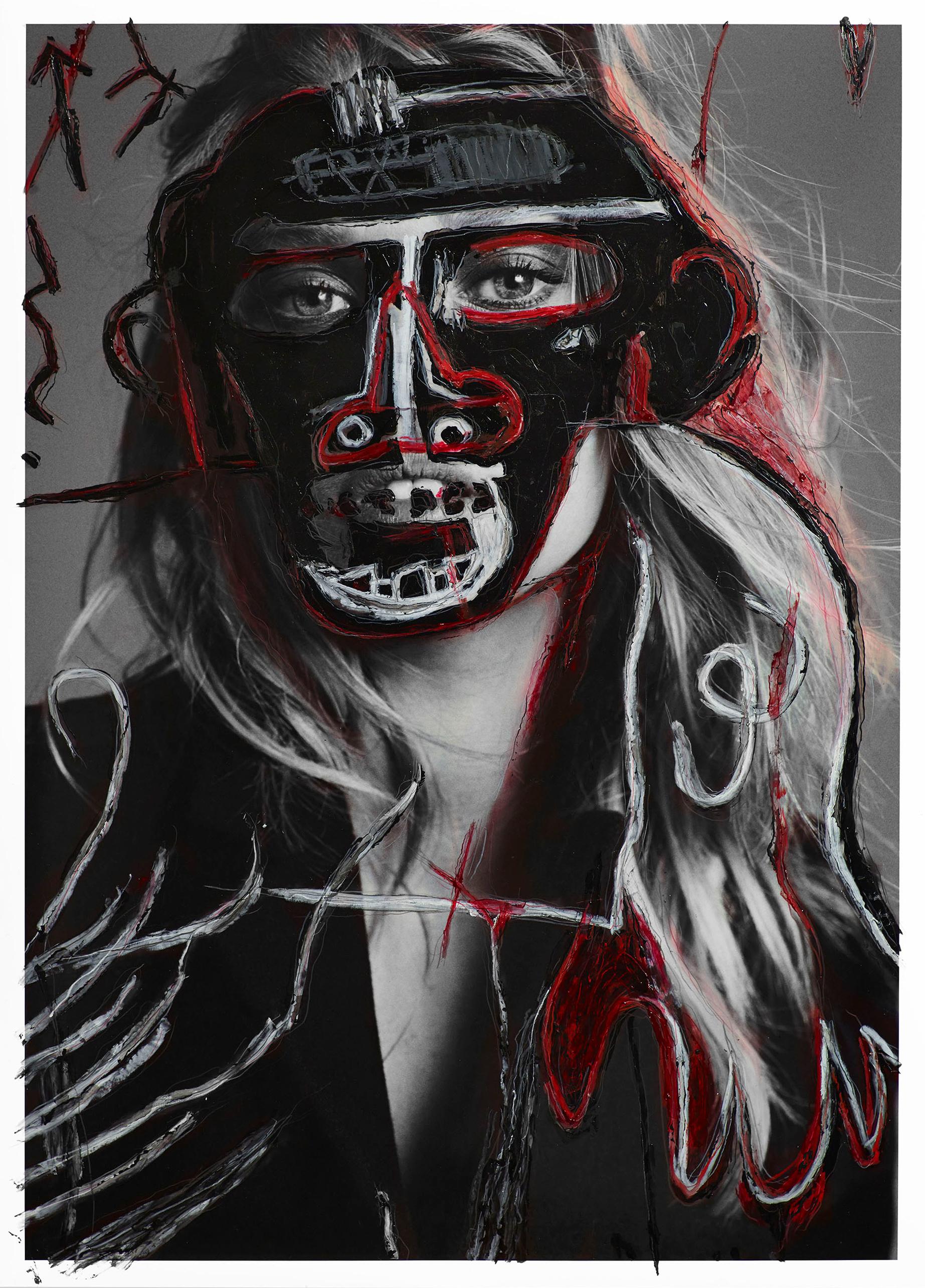 Diane K, Pharrell ByN, Toni Garnn II. Foto intervenida por los artistas. en venta 2