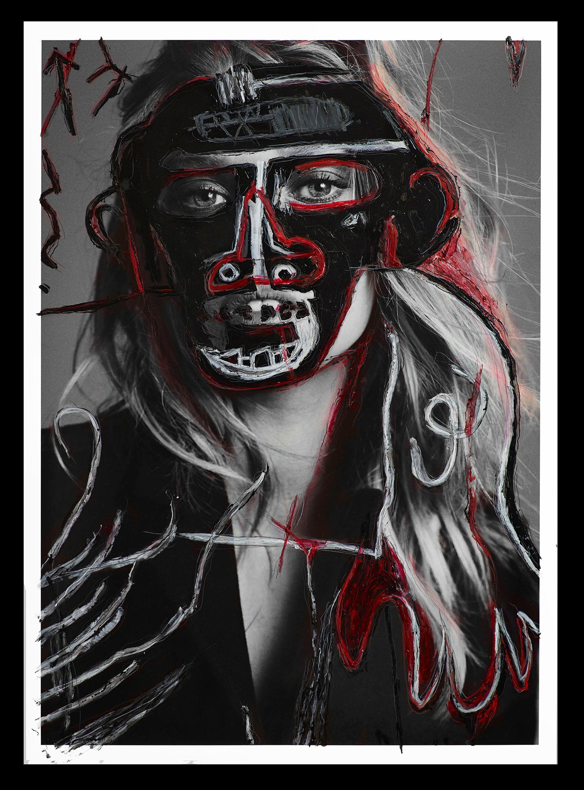 Diane K, Pharrell ByN, Toni Garnn II. Foto intervenida por los artistas. en venta 3