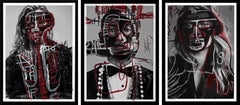 Diane K, Pharrell B&W, Toni Garnn II. Photo intervened by the artists.