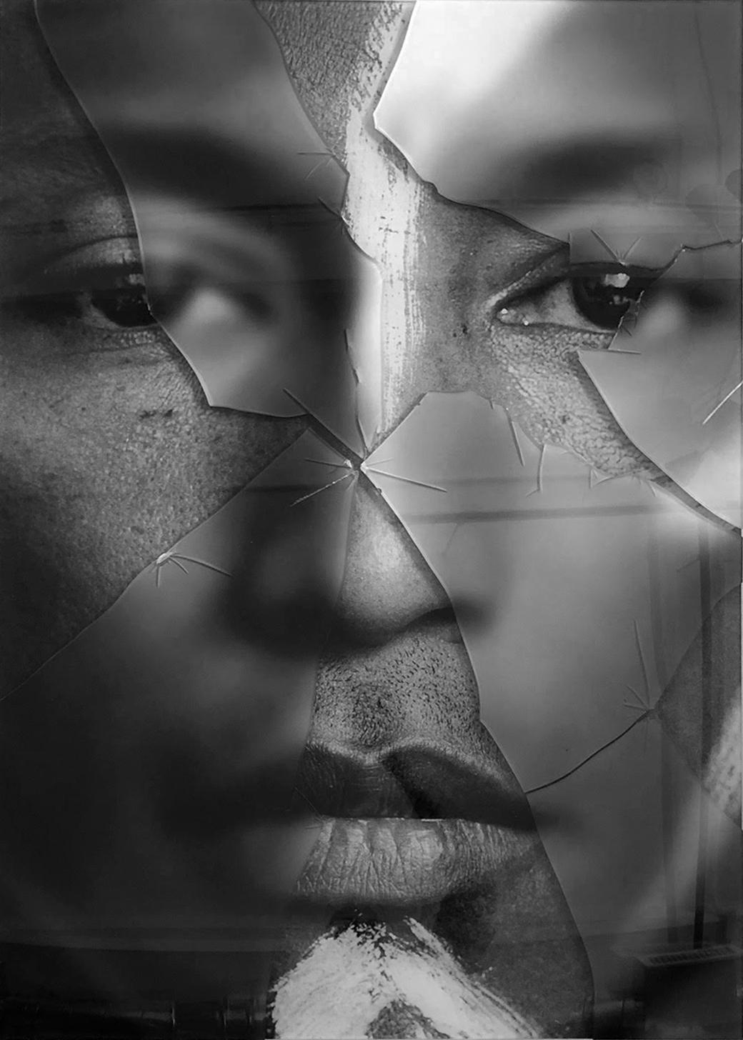 Diptych: Pharrell Williams and Bruno Mars. From the Glass Series For Sale 1