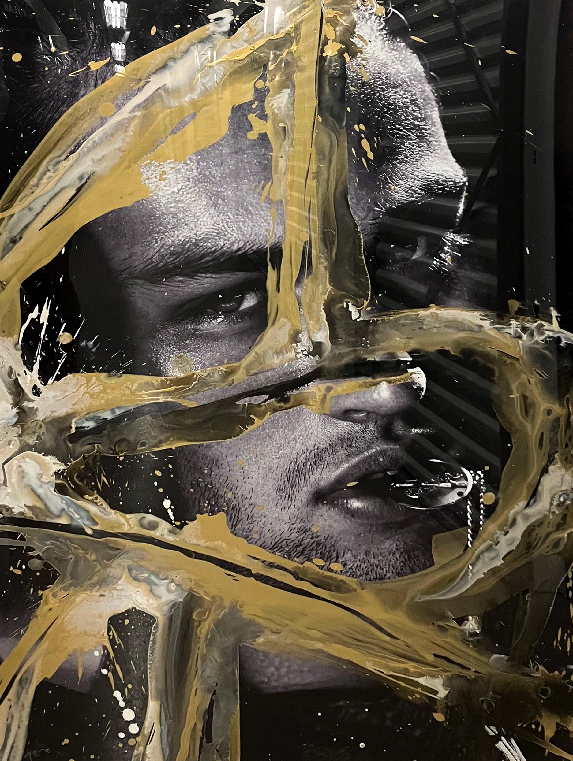 Douglas Booth II, Portrait. Portrait Intervened by the artists. - Contemporary Mixed Media Art by Hunter & Gatti