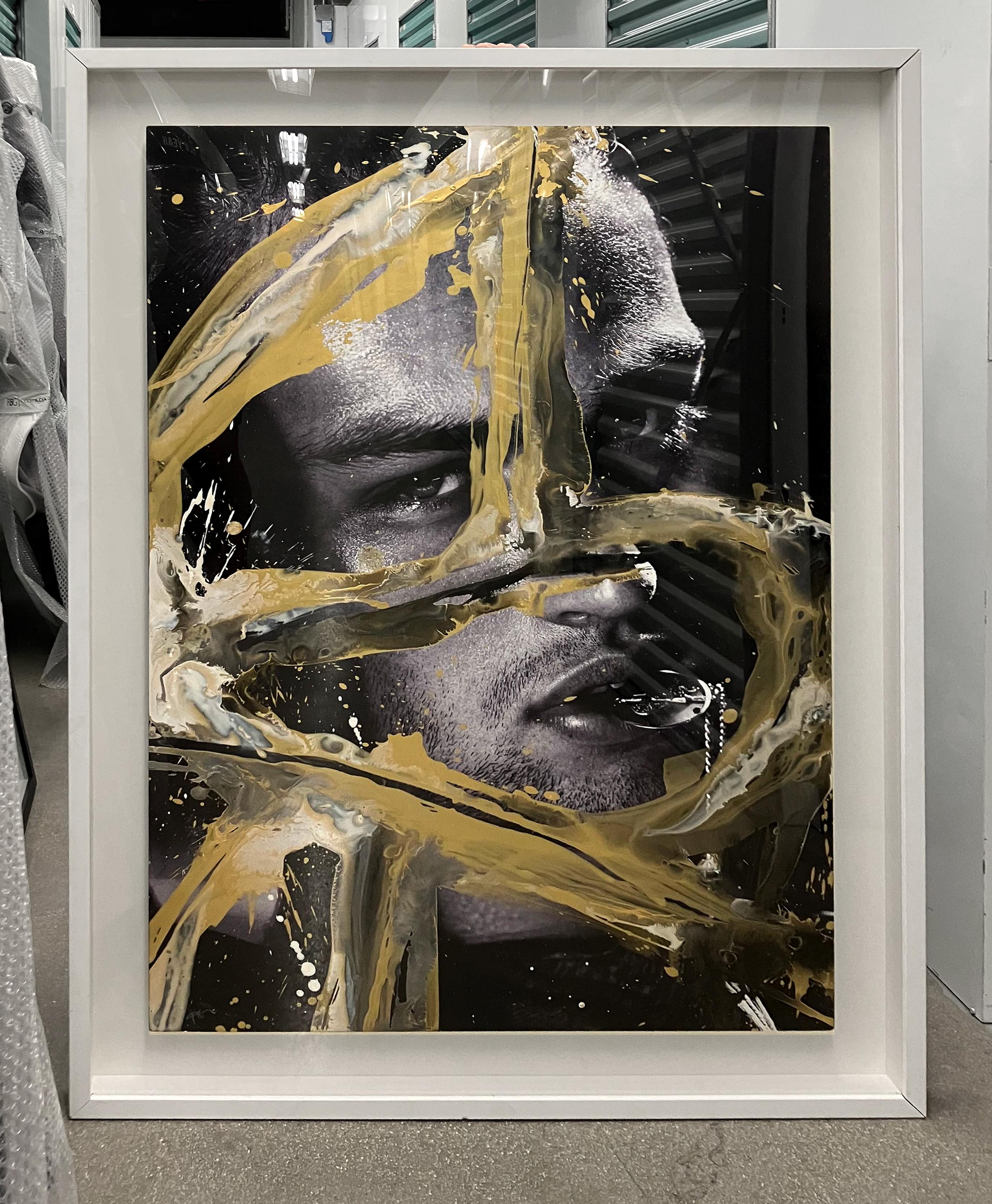 Douglas Booth II, 2015 by Hunter & Gatti
From the series IWMYAS
Mixed media on Black and white photography
Image size: 45 H x 31.5 W in. 
Frame size: 53 H x 39 W in. x 2 D in.
White wood Frame

Intervened by the artist

The founders and artistic