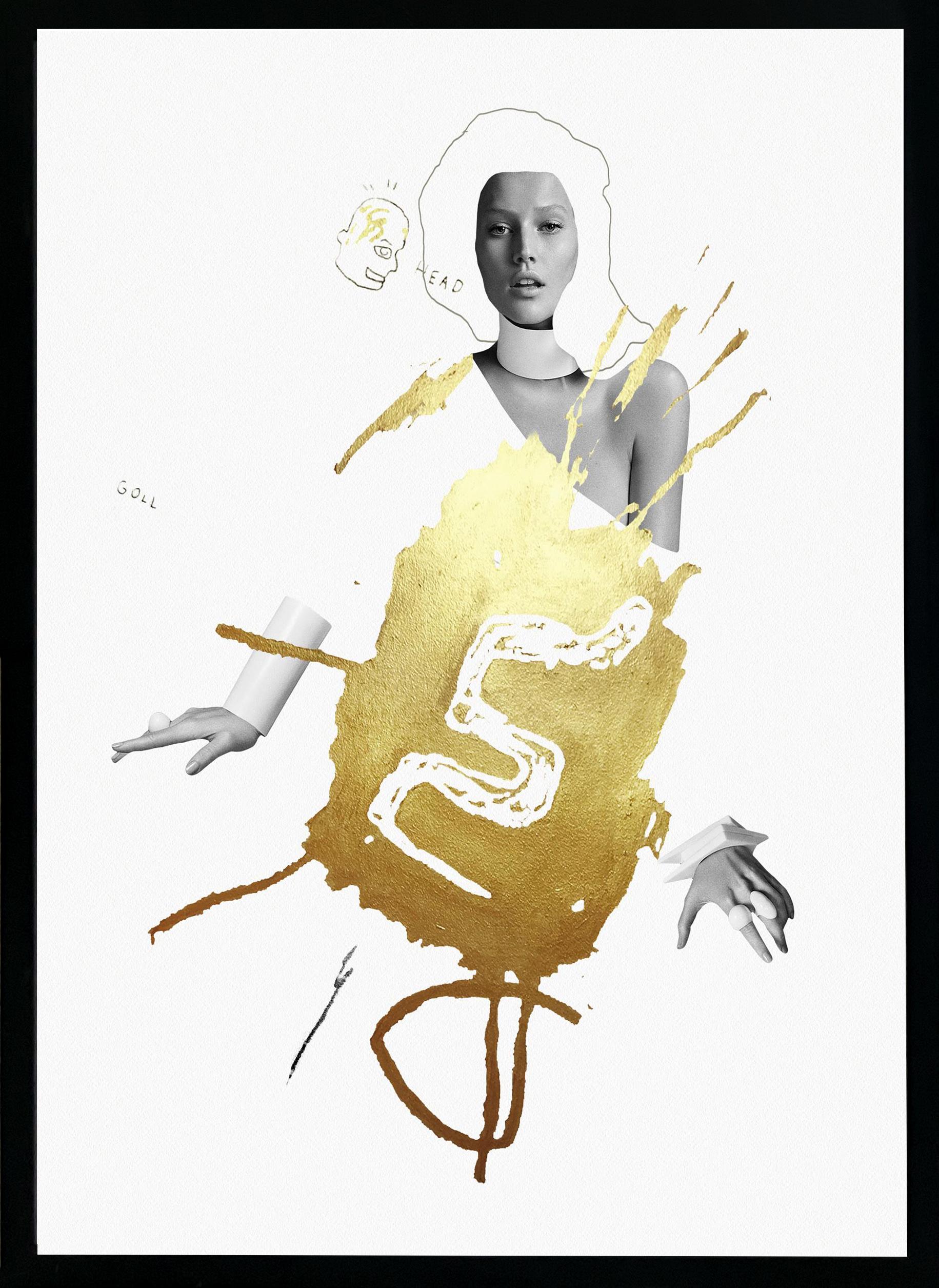 Testa di Griot d'oro e Piedi di Griot d'oro. Scheda tecnica del dittico della serie - Mixed Media Art Contemporaneo di Hunter & Gatti