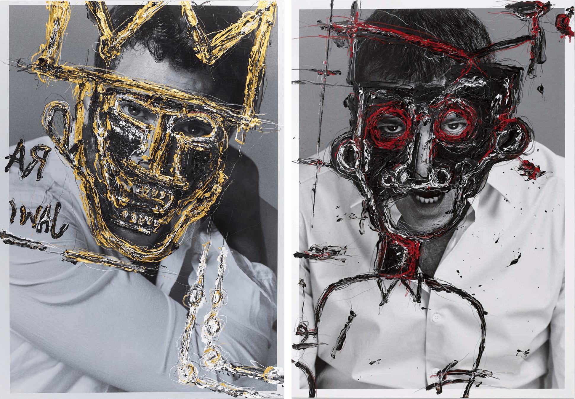 Jamie Dornan et Antonio Banderas, Diptyque. Intervené par les artistes.