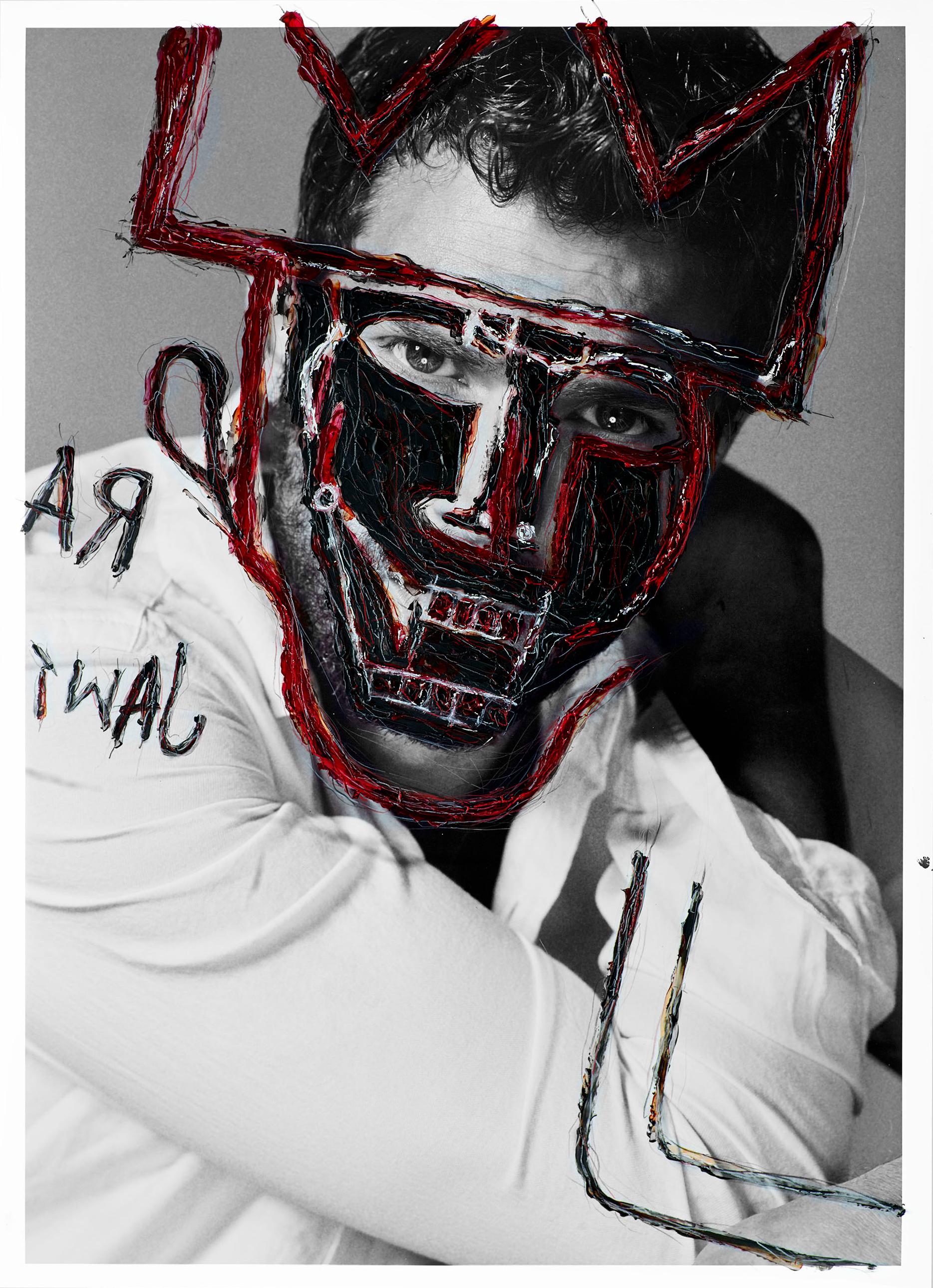 Jamie Dornan, S/W Porträt, interveniert von den Künstlern im Angebot 1