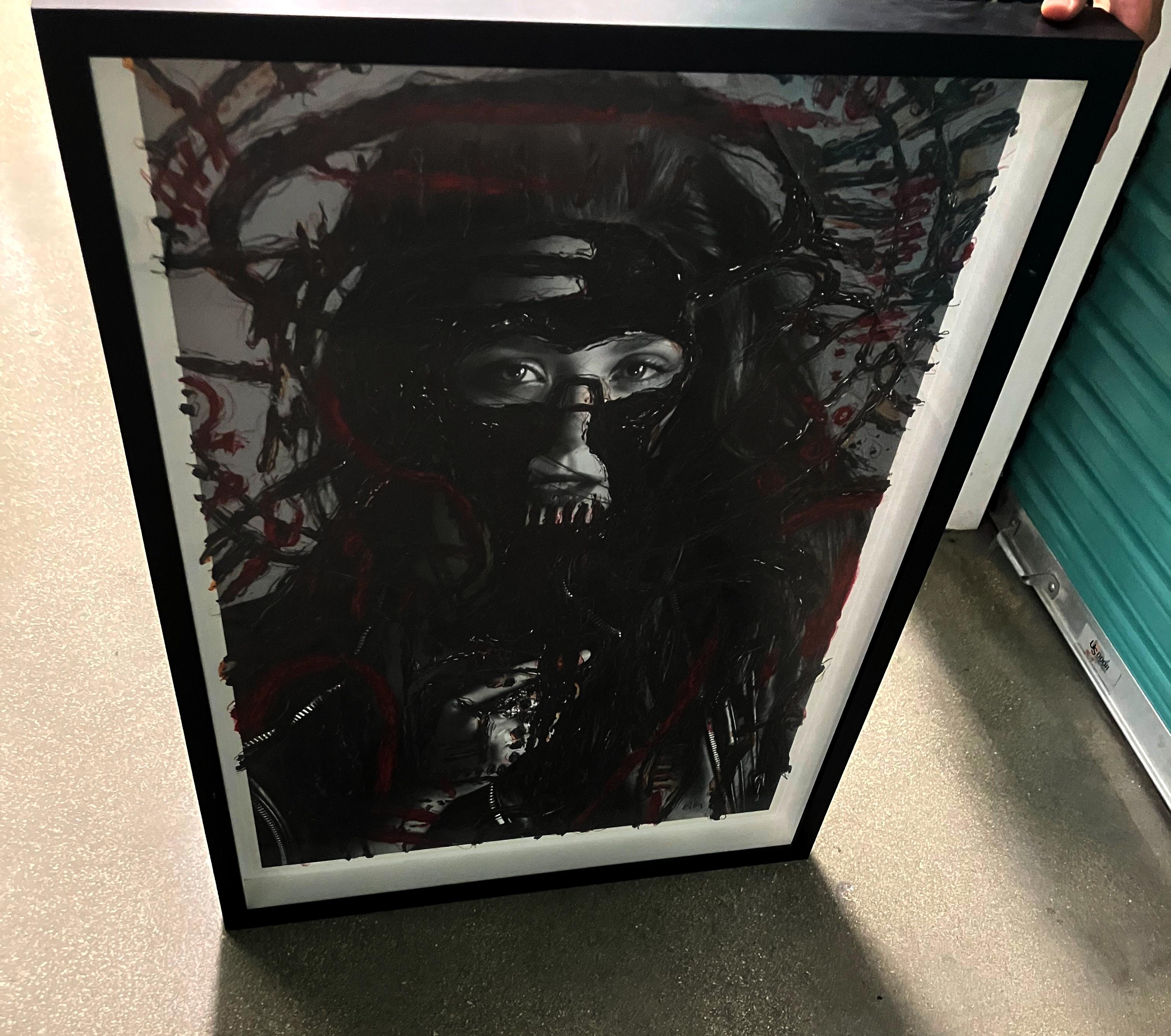 Pharrell en blanco y negro y, Elizabeth Olsen, Díptico. Intervienen los artistas. en venta 2