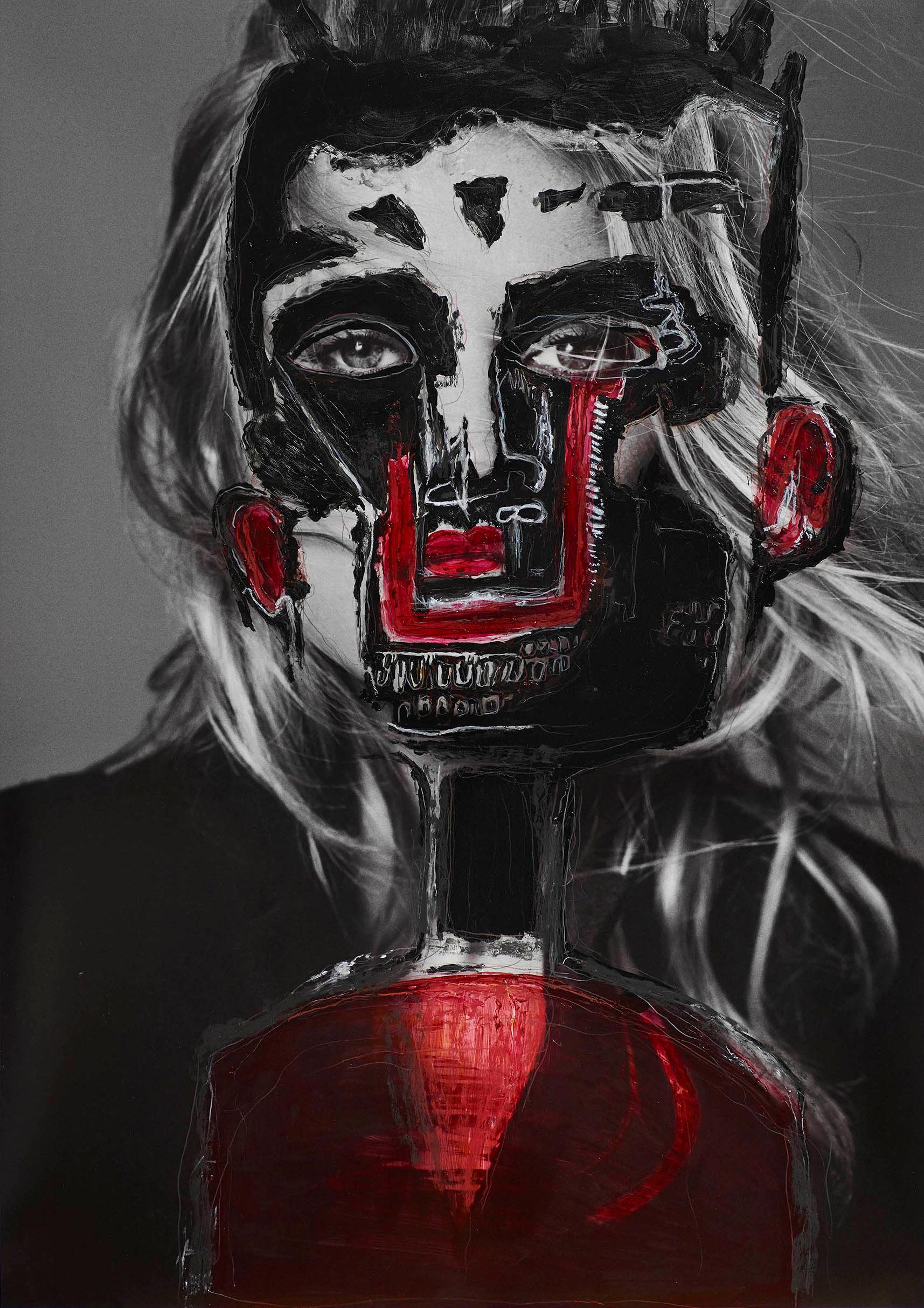 Toni Garrn, Fotografie auf Leinwand Von den Künstlern interveniert