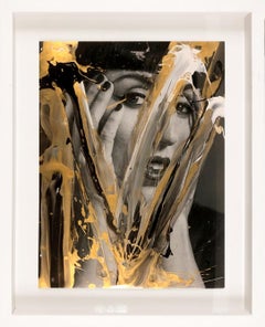 Rosy de Palma, Portrait. Mixed Media on a Black & White photograph 