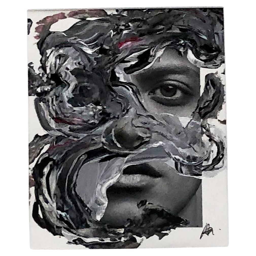Portrait de Bruno Mars d'après le  « Rien ne reste calme »  Intervené par les artistes. - Gris Portrait Painting par Hunter & Gatti