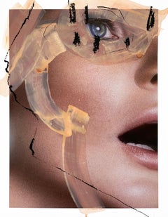 E, O and V. Triptych. Mixed media portrait