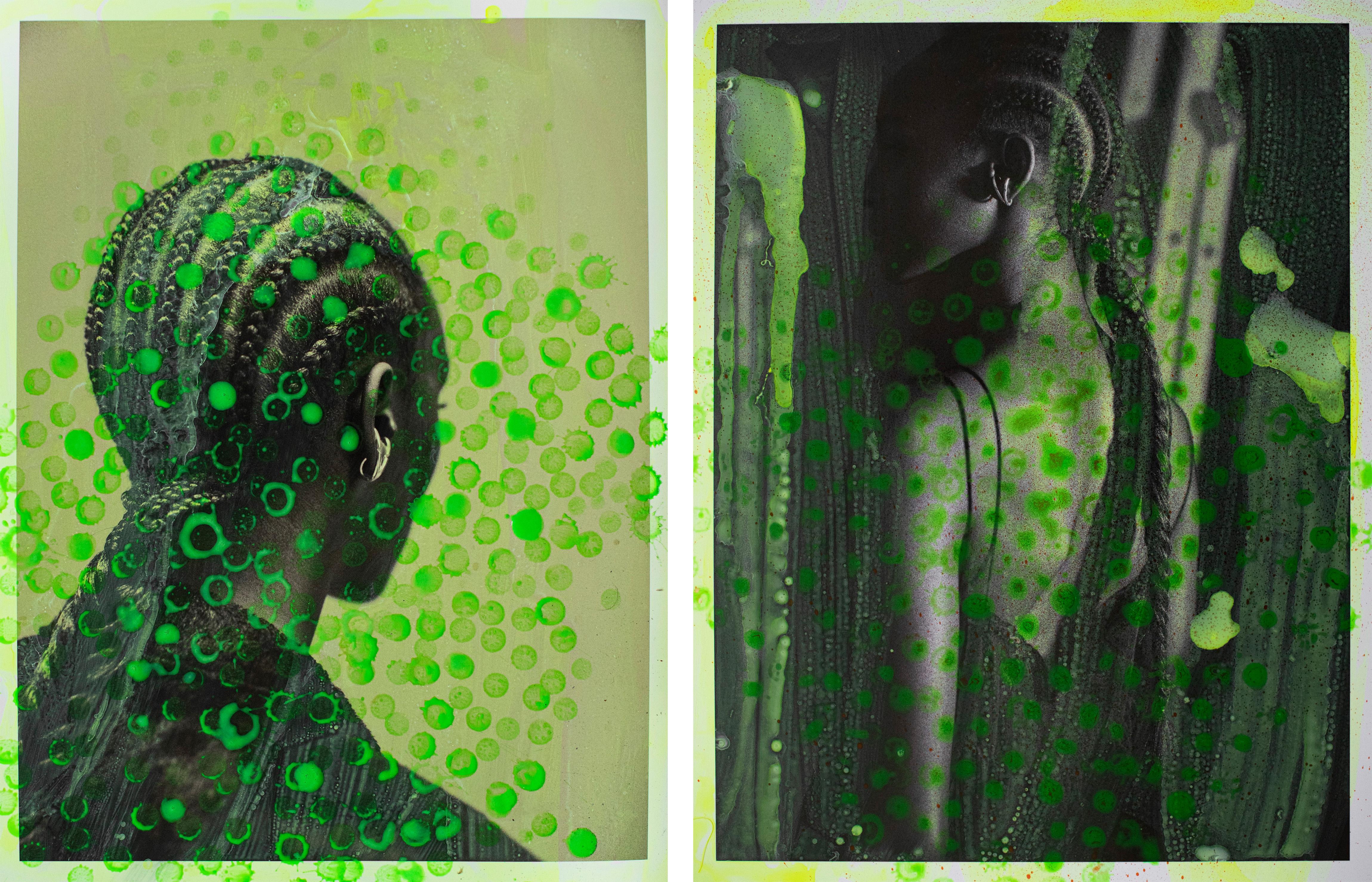 Hunter & Gatti Color Photograph - LV and LVII Diptych, From the series Lous and The Yakuza. Mixed media photograph