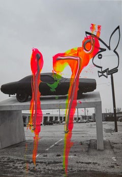 Daytona Playboy Dallas I,  Mixed media on a B&W photography fashion portrait