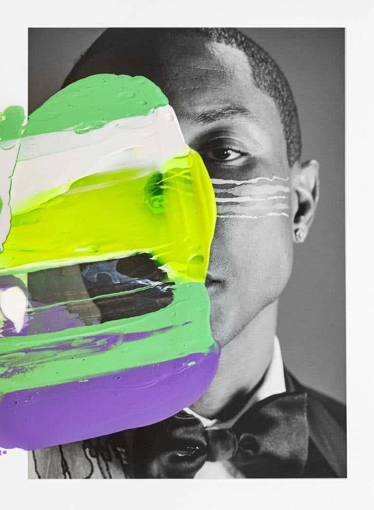 Pharrell Williams and Bella Neon portraits Intervened by the artists. - Contemporary Mixed Media Art by Hunter & Gatti