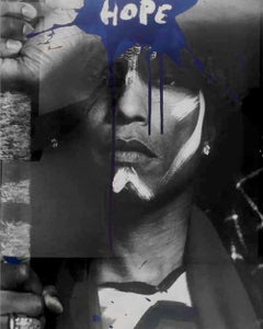 Hope - Pharrell #2. Mixed media on a  B & W photograph portrait. 