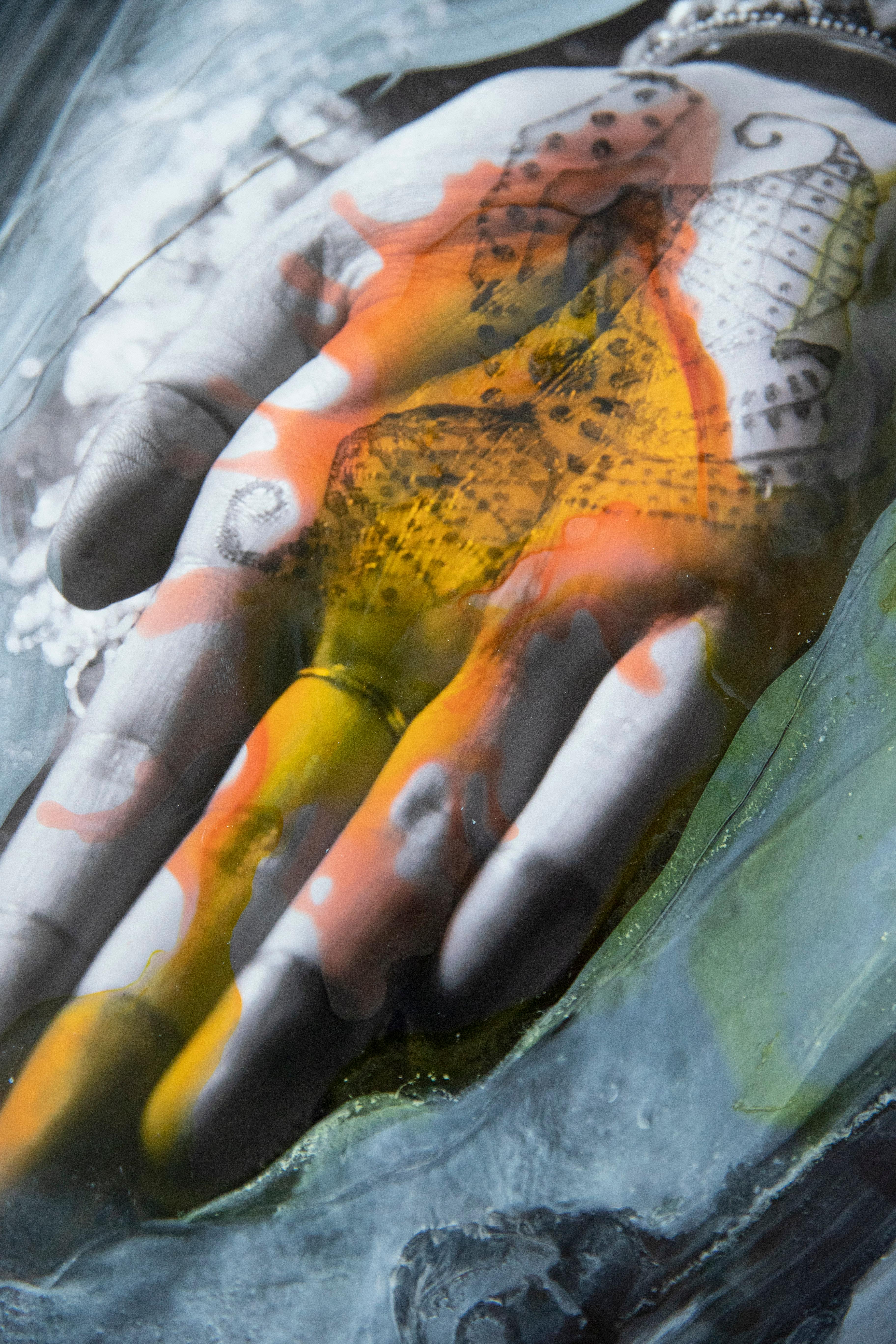 Kamalika,  Hand. Mixed media on a color photograph - Photograph by Hunter & Gatti