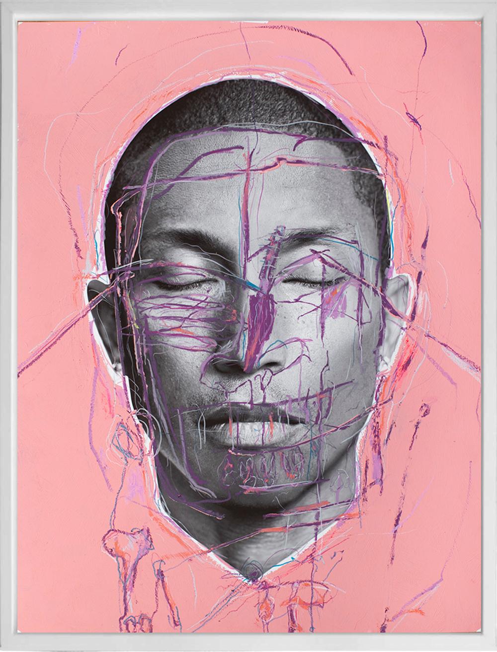 Lotophage,  Pharrell Williams portrait from the LIVE FOREVER series. Mixed media - Mixed Media Art by Hunter & Gatti