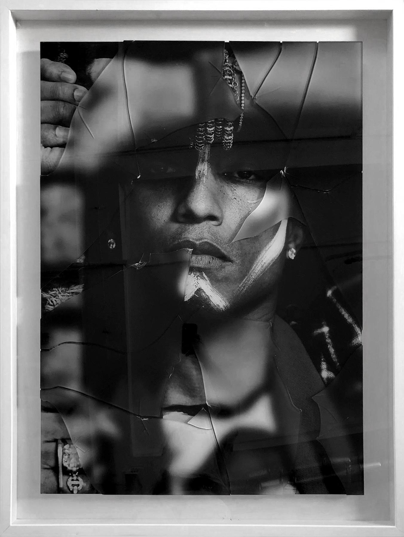 Pharrell Williams, Portrait #3. Mixed media on a Black and white photograph - Mixed Media Art by Hunter & Gatti