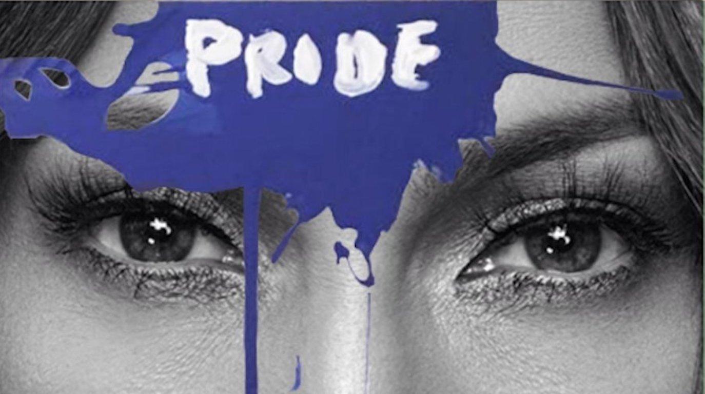 Pride - Jennifer Lopez Portrait Intervened by the artists. From the Blue series  - Photograph by Hunter & Gatti