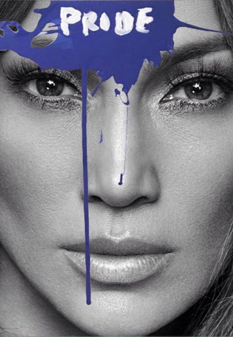 Hunter & Gatti Black and White Photograph - Pride - Jennifer Lopez Portrait Intervened by the artists. From the Blue series 