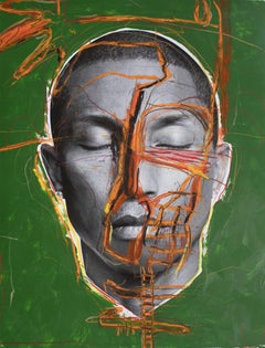 Set of 4 photos of Pharrell, from the series Live Forever. Intervened