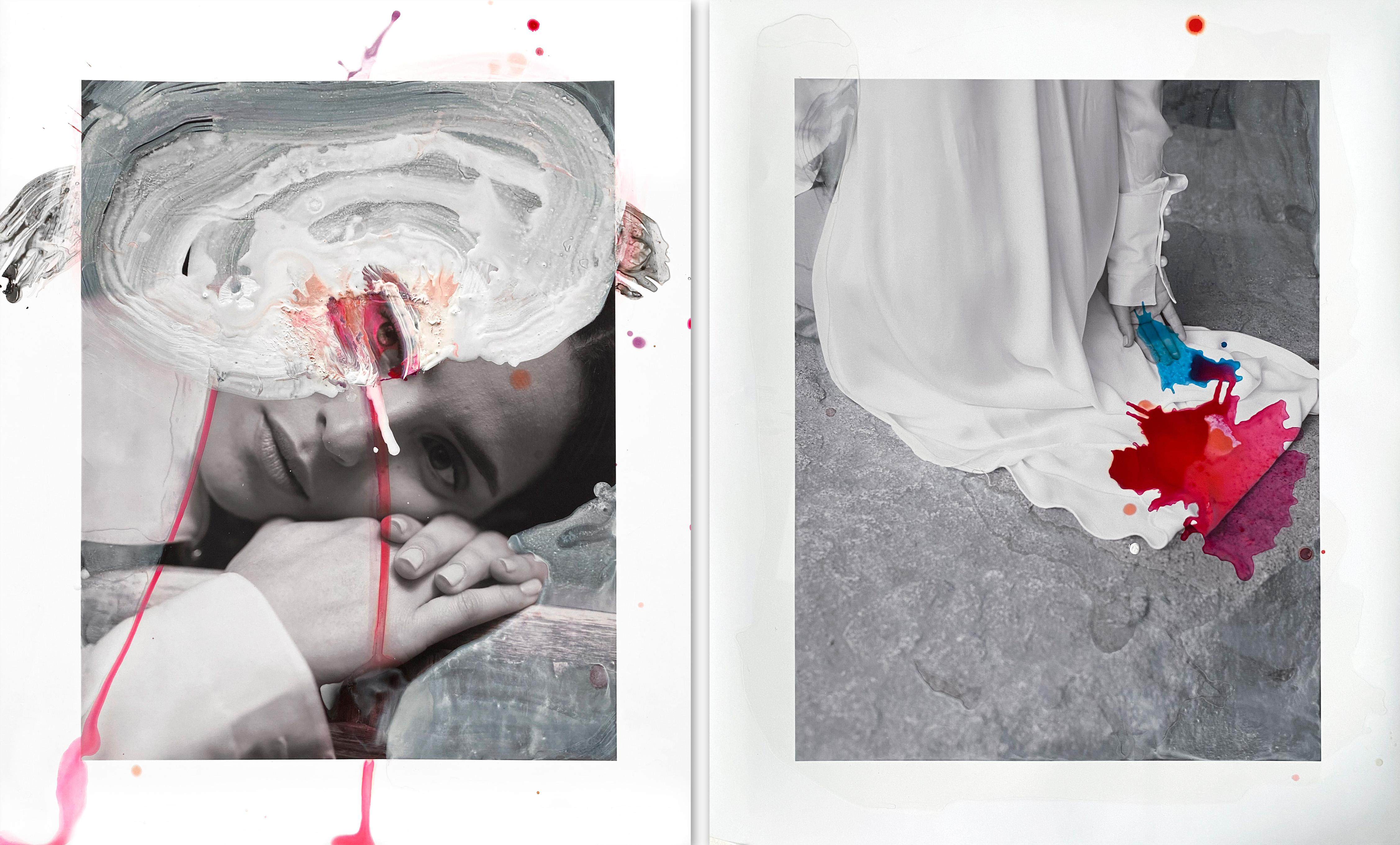 Hunter & Gatti Portrait Photograph - Tokyo and Ceremony II, Diptych Abstract mixed media portrait photograph