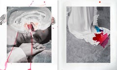 Tokyo and Ceremony II, Diptych Abstract mixed media portrait photograph