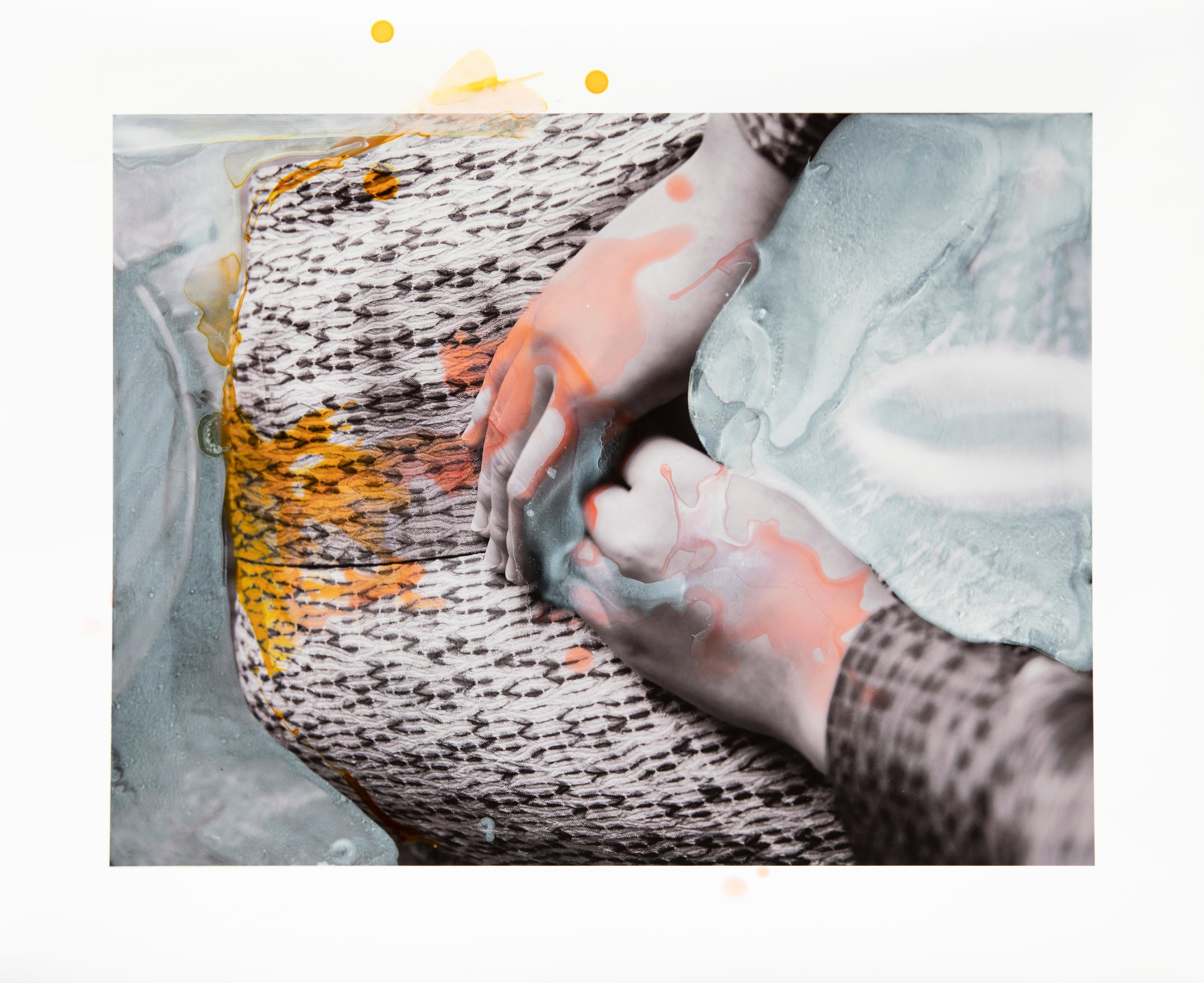 Wakako, Hands. Abstract mixed media on a color photograph - Mixed Media Art by Hunter & Gatti