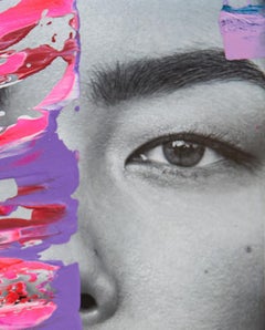 Weifang Sun, Ritratto in tecnica mista su fotografia in bianco e nero