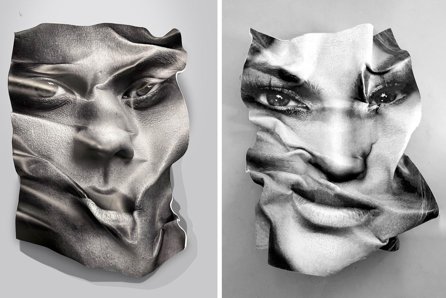 Bruno Mars y Jennifer López, Díptico. Escultura de pared tridimensional Retrato