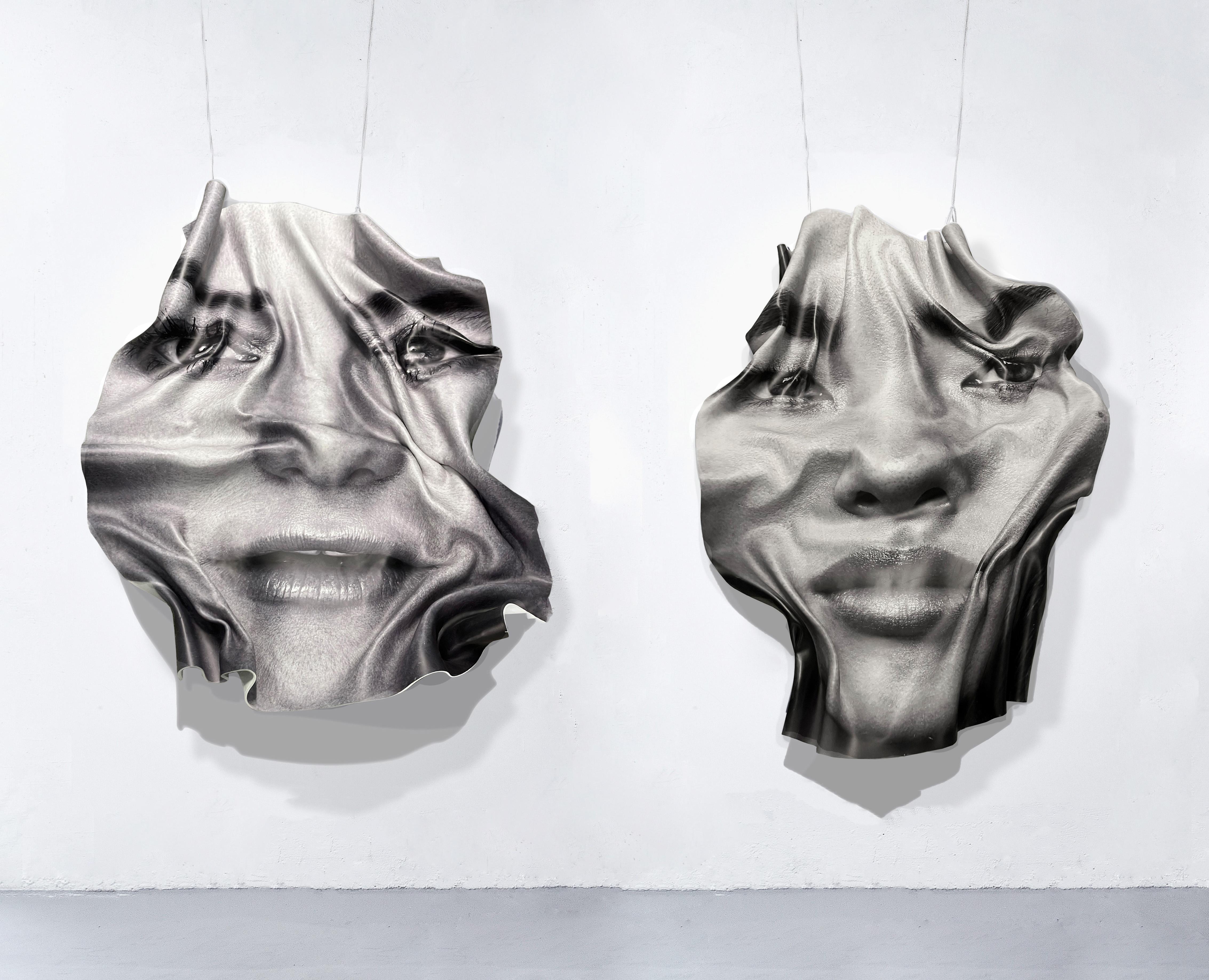 Figurative Sculpture Hunter & Gatti - Diptyque : Kate Hudson et LIU Wen, Portrait, sculptures murales tridimensionnelles