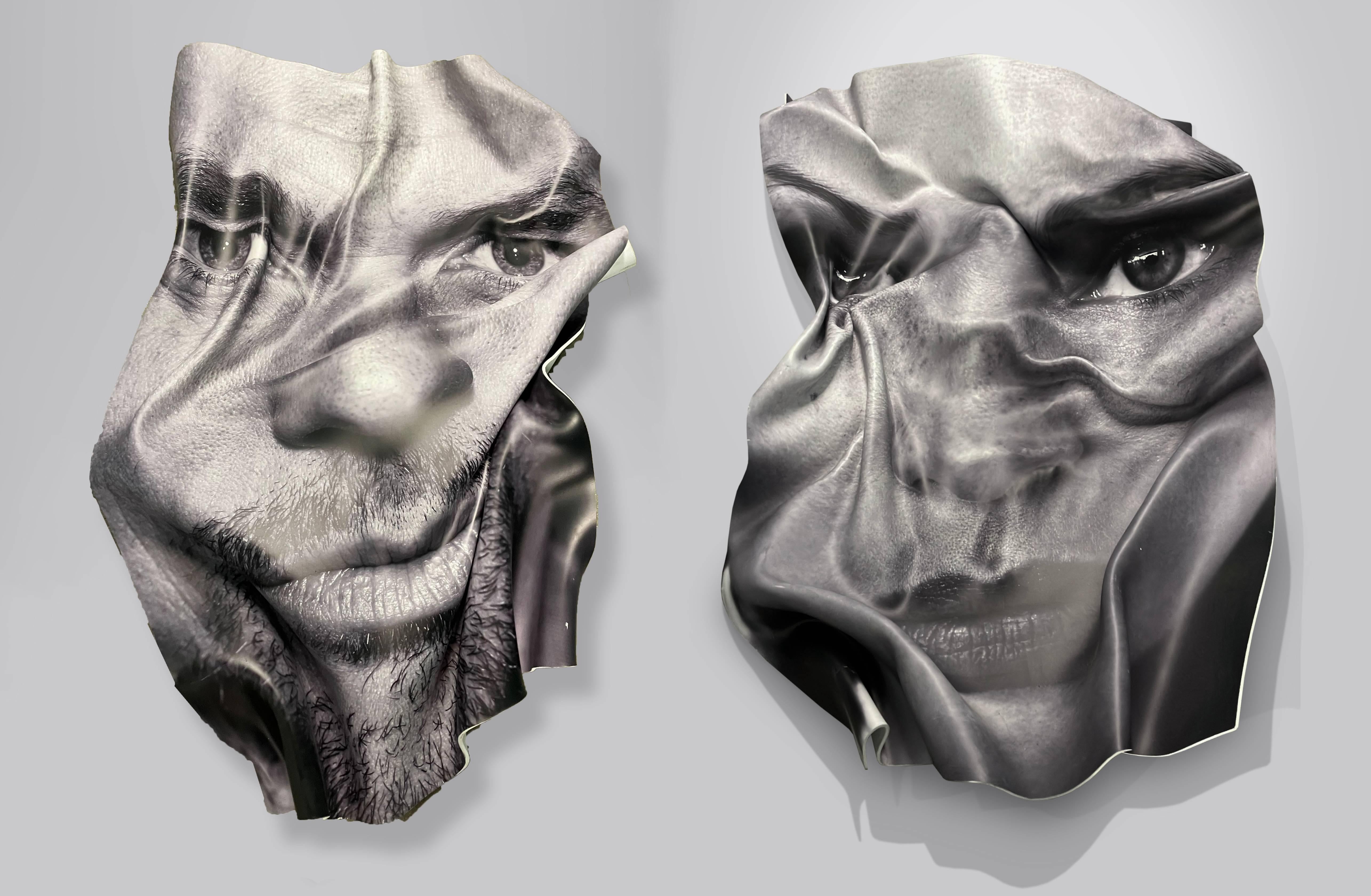 Hunter & Gatti Figurative Sculpture - Untitled II and Gigi Hadid, Diptych. Tridimensional Wall Sculpture Portrait
