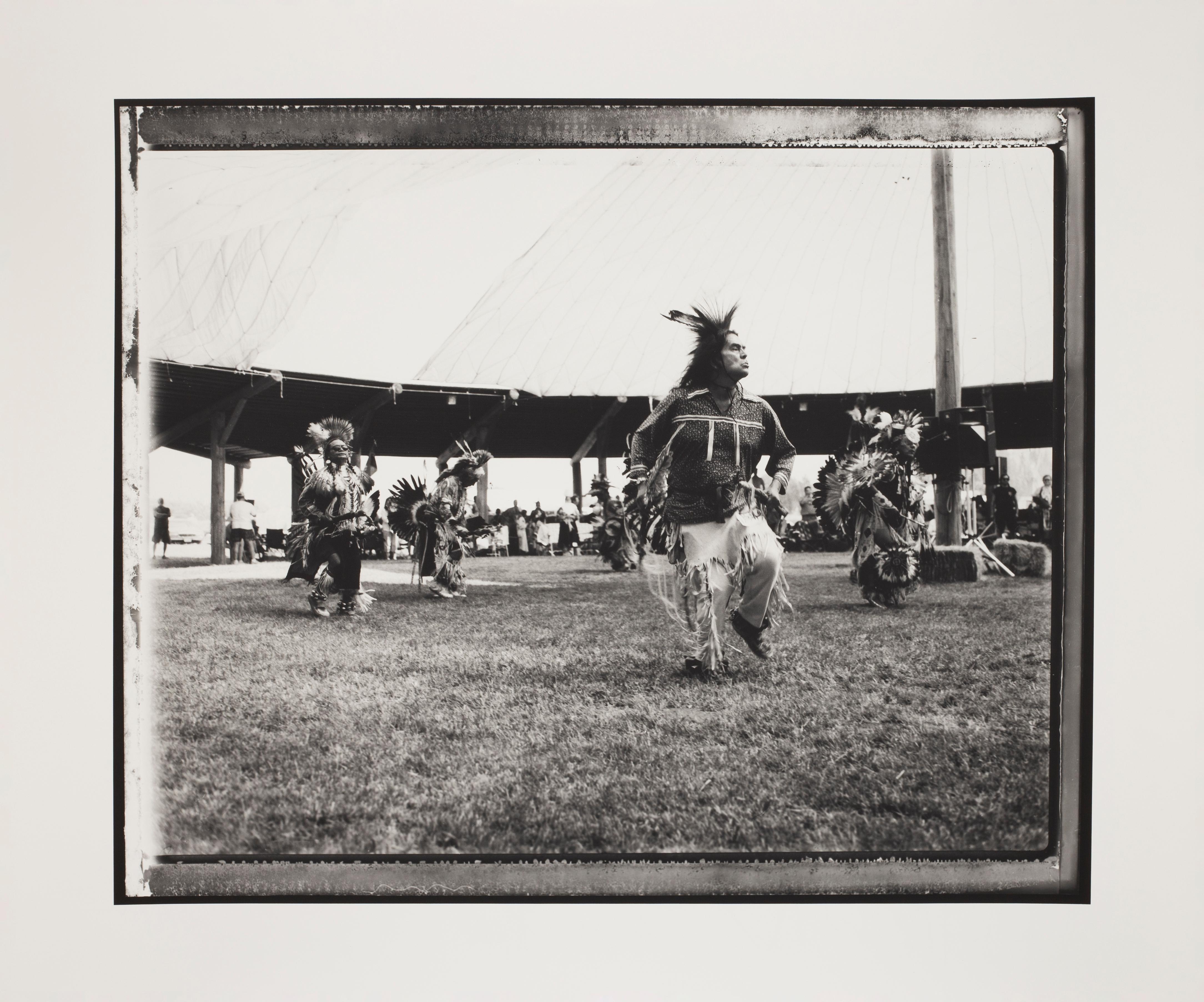 Hunter Barnes has documented his stay when joining the Tamkaliks Powwow in Wallowa, Oregon.
This work is an artist proof, archival silver gelatin, handprinted by the artist  and signed on verso. 
Directly acquired from the artist. 

The framing is
