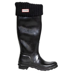 Hunter Black Rubber Rain Boots with Socks Size UK 6