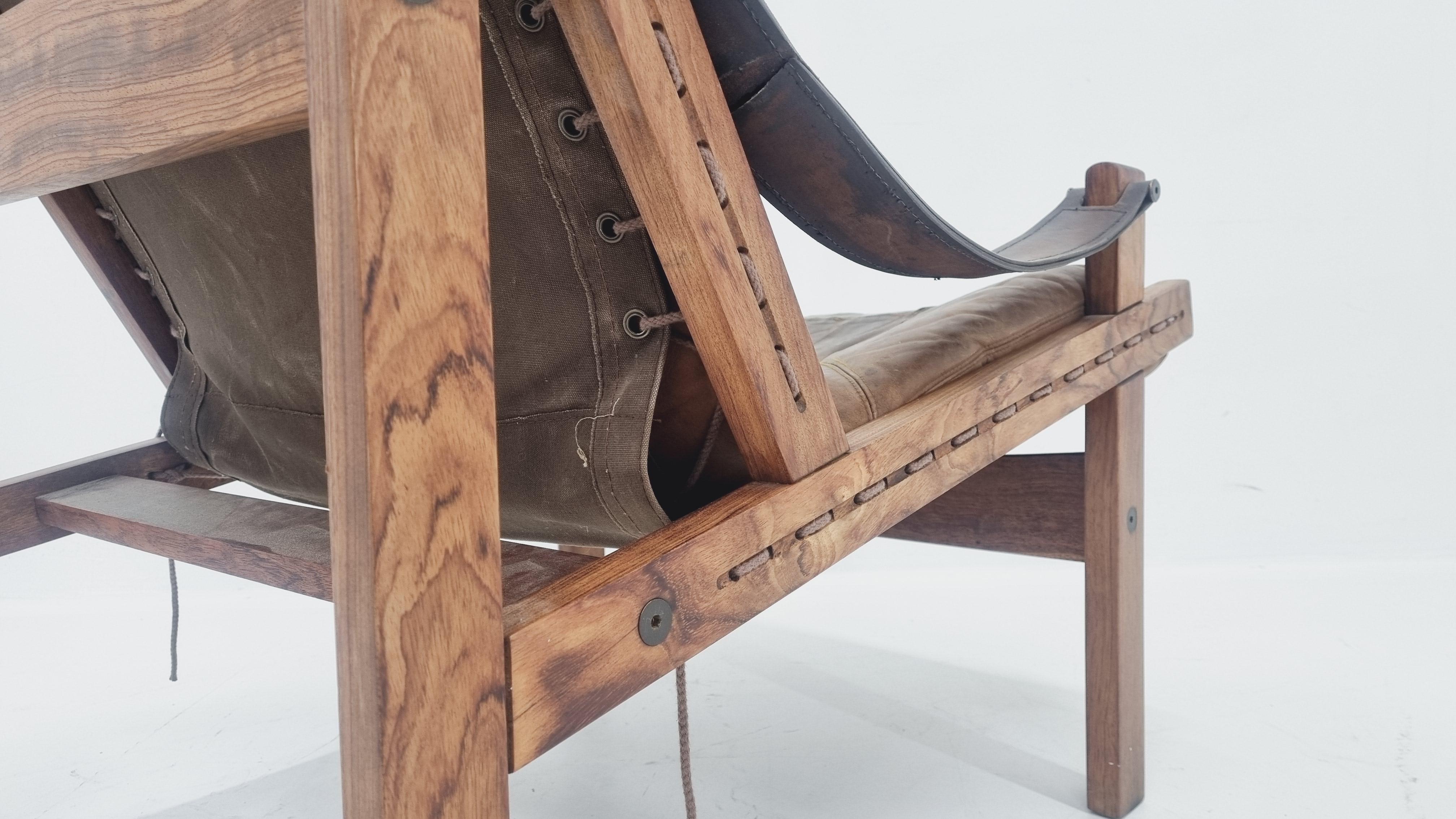 Leather Hunter Chair by Torbjørn Afdal for Bruksbo Norway, 1960s For Sale