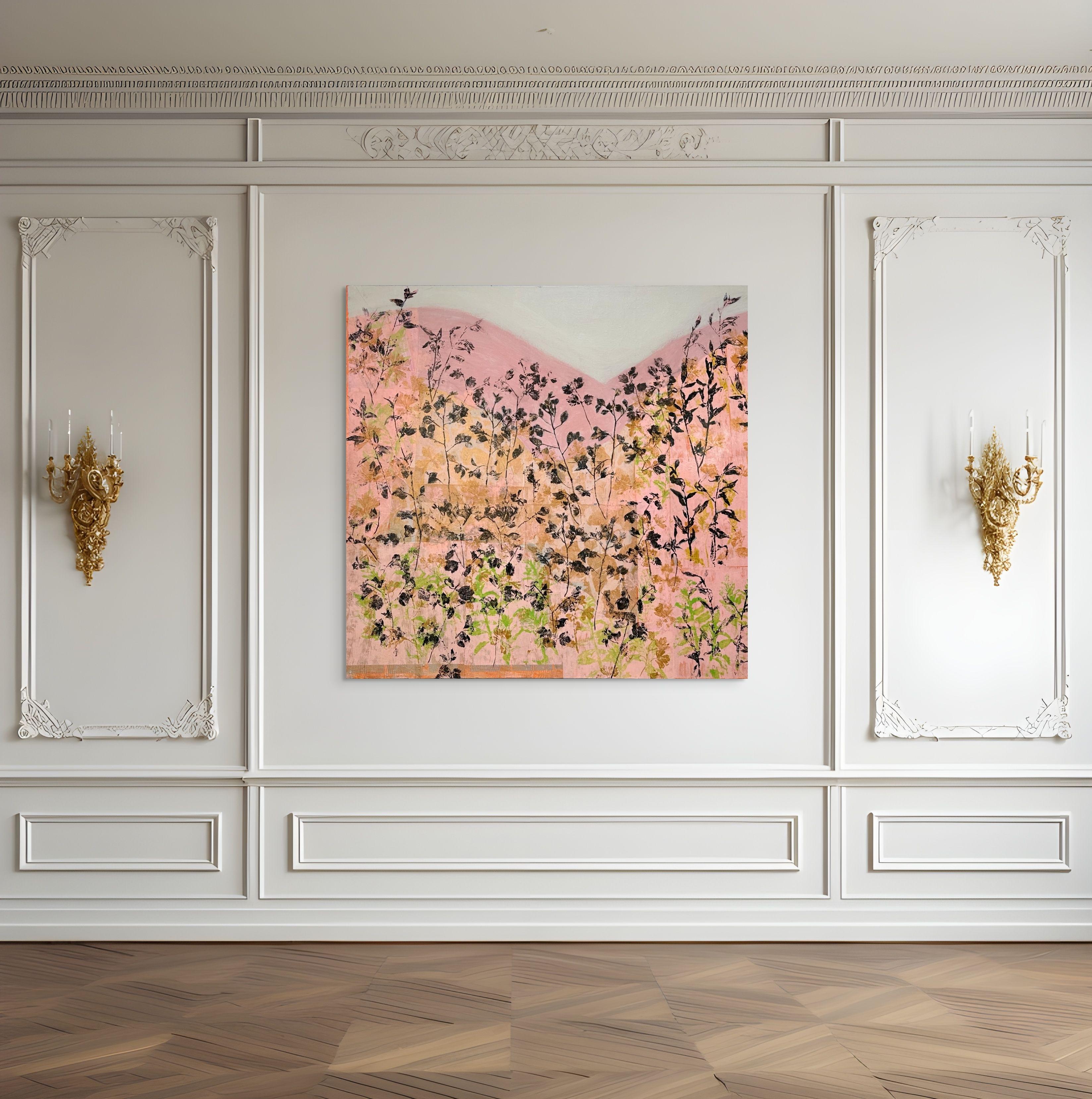 Strawberry Hills (collage, gold leaf, acrylic 54