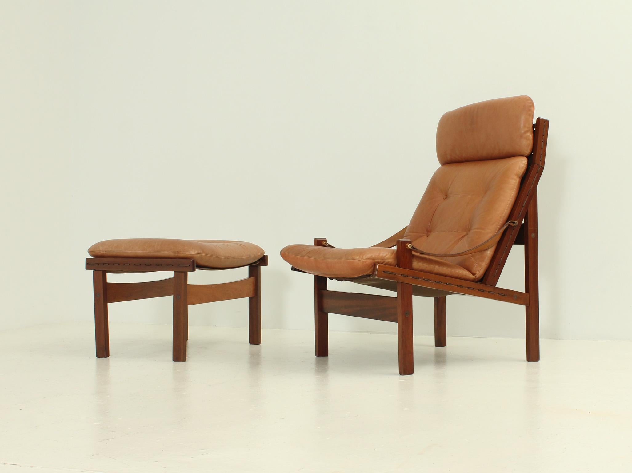 Leather Hunter Lounge Chair and Ottoman by Torbjørn Afdal, Norway