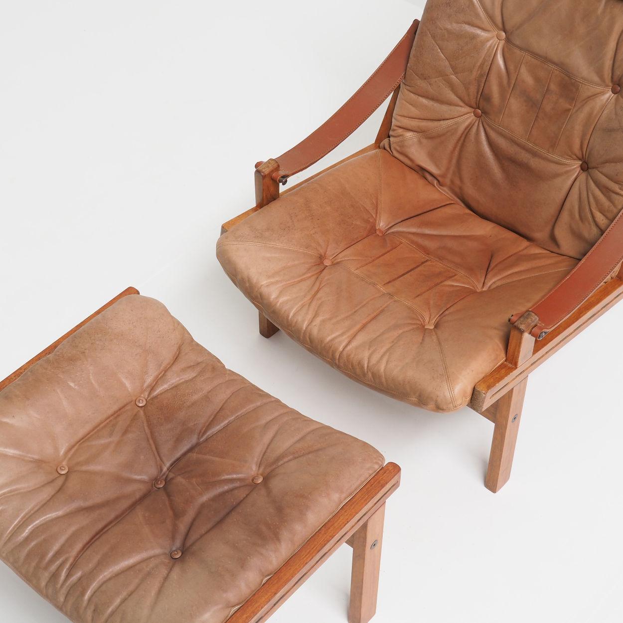 Norwegian ‘Hunter Lounge Chair’ with Original Ottoman by Torbjørn Afdal, Norway 1962 For Sale