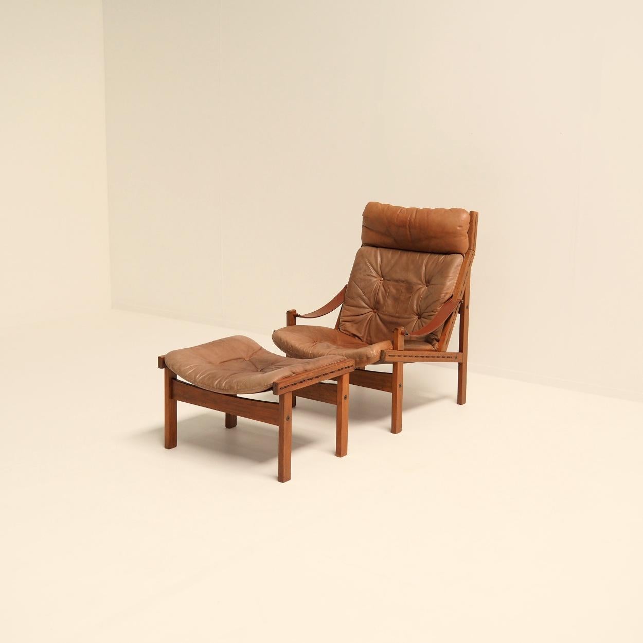 Fin du 20e siècle Chaise longue 'Hunter' avec ottoman original par Torbjørn Afdal, Norvège 1962 en vente