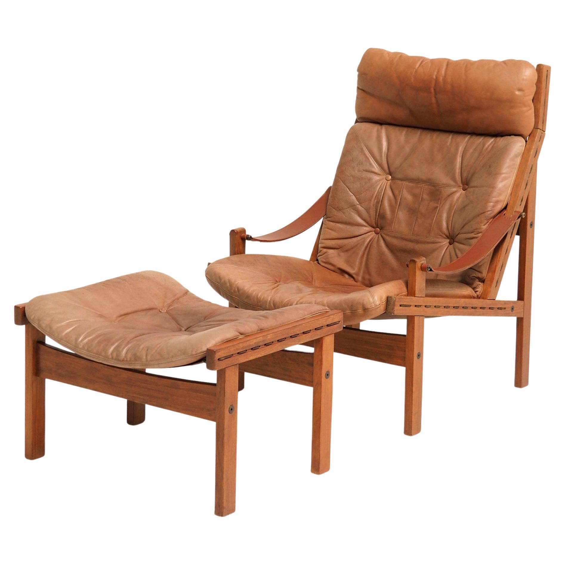 ‘Hunter Lounge Chair’ with Original Ottoman by Torbjørn Afdal, Norway 1962 For Sale