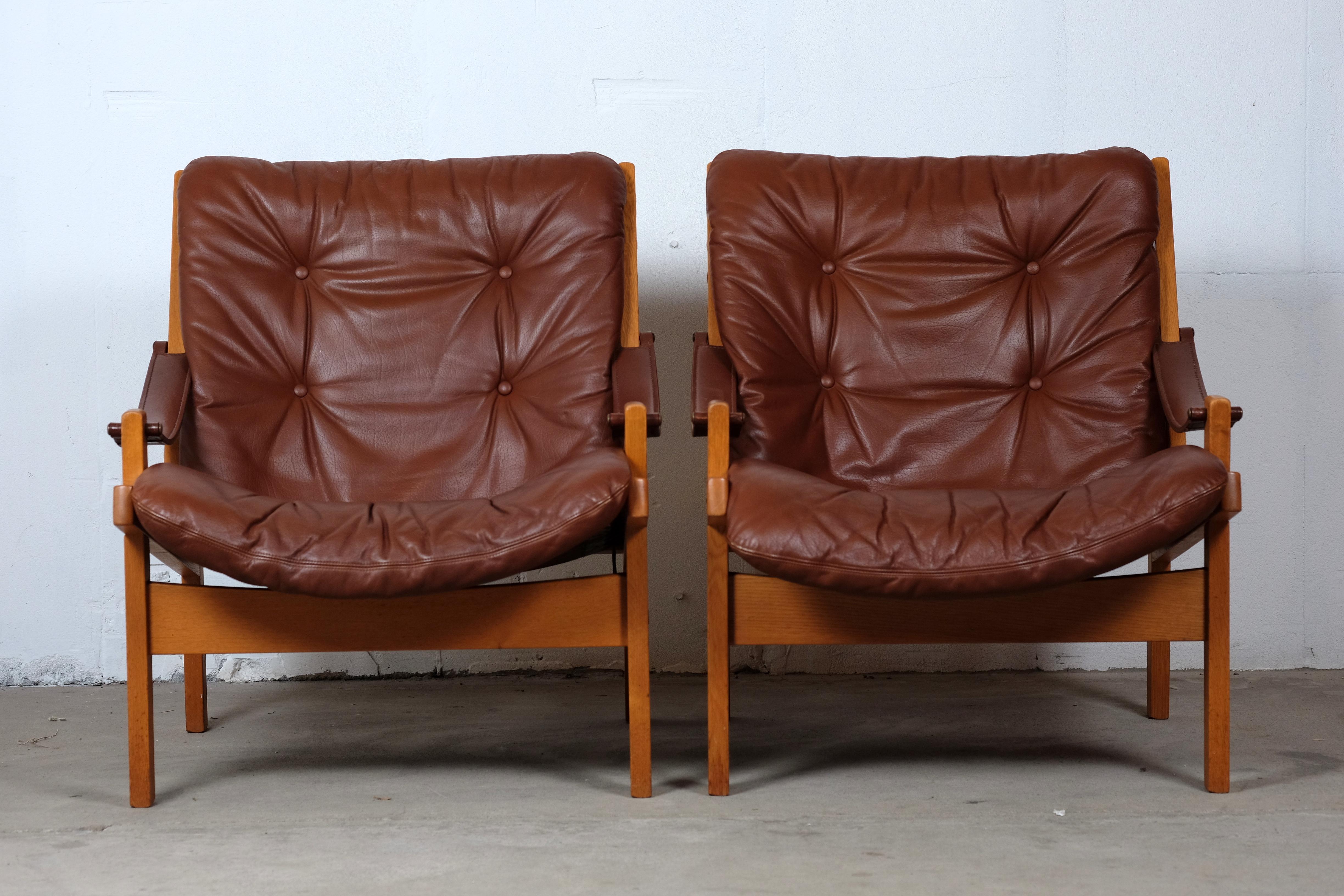Mid-Century Modern Hunter Safari Chairs by Torbjörn Afdal for Bruksbo Norwegen, 1960s For Sale