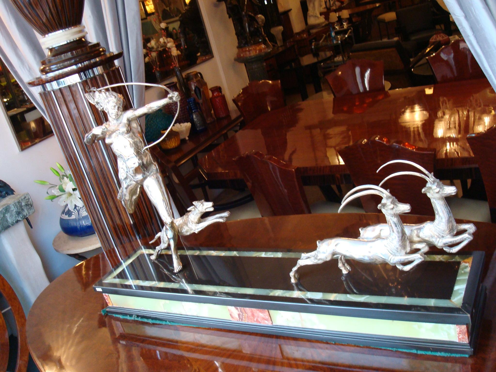 Marble Hunter with Deer Attributed to Amadeo Gennarelli, Italian, Art Deco For Sale