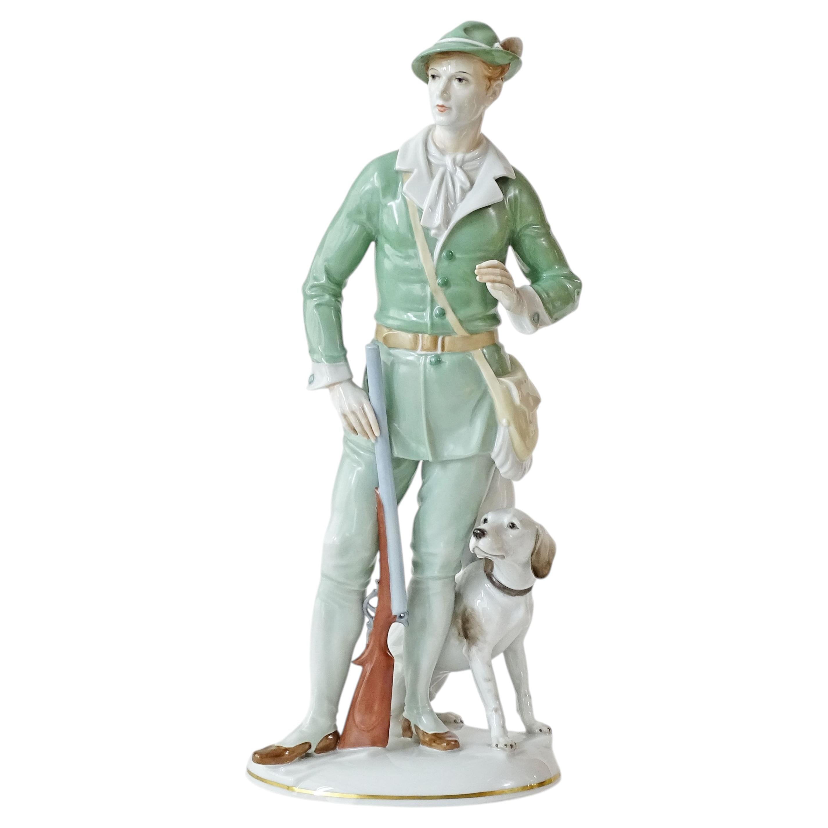 Cacciatore con cane di Hugo Meisel per Rosenthal, Germania, anni '20 in vendita